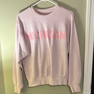 Michigan Women's Light Pink Crew Neck Sweater